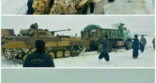 تصاویر : امدادرسانی به مردم گرفتار در برف کرمانشاه با تانک!