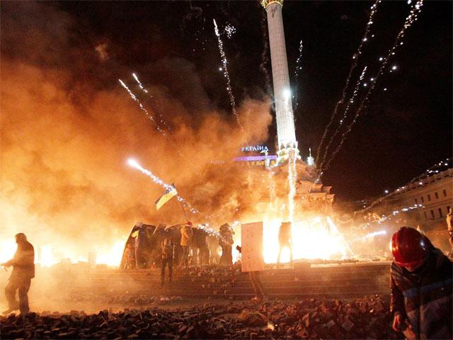 درگیری های شدید بین معترضان و نیرو های دولت در کیف اوکراین