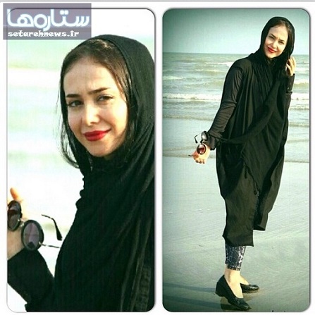 دو عکس متفاوت از الناز حبیبی در ساحل خلیج فارس