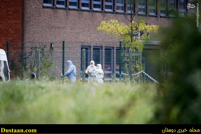 Forensics enter the National Institute for Criminalistics and Criminology (INCC-NICC) to inspect the site of an explosion that happened early on August 29, 2016, in Neder-Over-Heembeek. An explosion at a criminology institute in Brussels, early on August 29, 2016, has caused major damage but no casualties, prosecutors and the fire service said. A car broke through three fences and was detonated close to the institute's laboratories causing a violent fire, according to Belgian medias. / AFP / Belga / THIERRY ROGE / Belgium OUT        (Photo credit should read THIERRY ROGE/AFP/Getty Images)