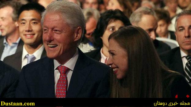 بیل کلینتون و دخترش در حین تماشای مناظره