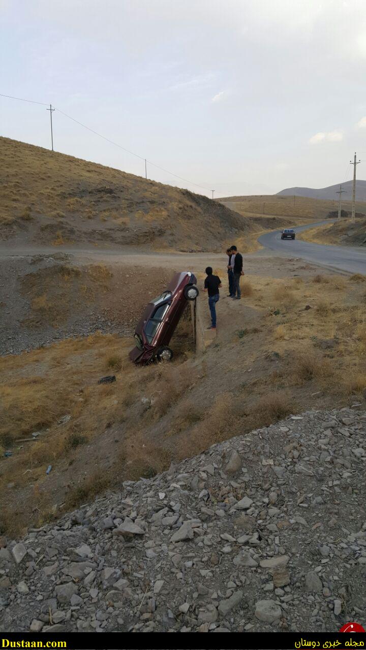 تلفن همراه، پژو 405 را واژگون کرد + تصاویر