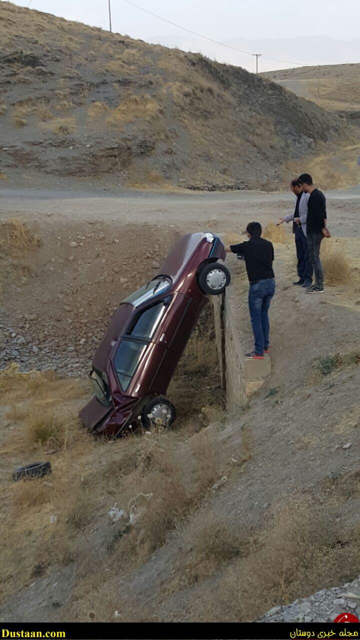 تلفن همراه، پژو 405 را واژگون کرد + تصاویر