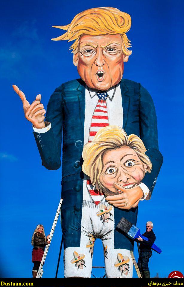 مجسمه ترامپ و کلینتون به آتش کشیده شد +تصاویر مجسمه ترامپ و کلینتون به آتش کشیده شد +تصاویر