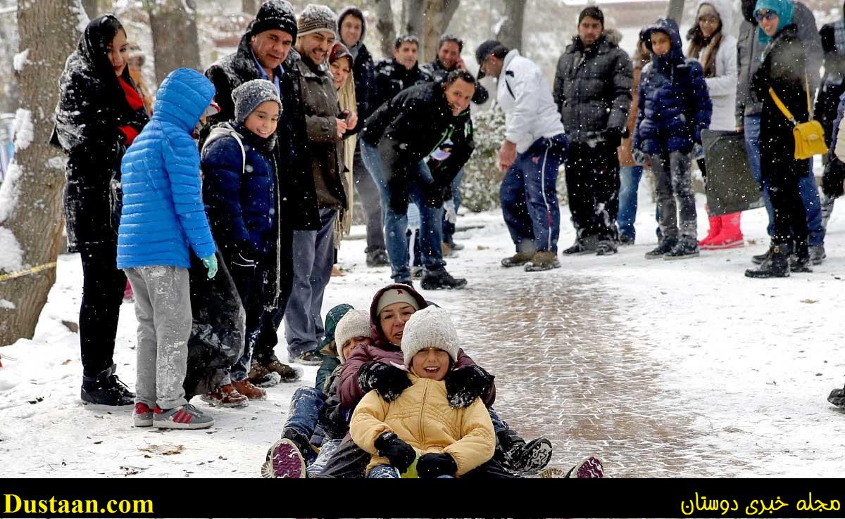 www.dustaan.com-برف بازی تهرانی‌ ها در پارک قیطریه! +تصاویر