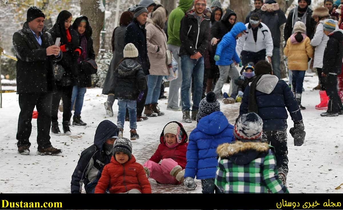 www.dustaan.com-برف بازی تهرانی‌ ها در پارک قیطریه! +تصاویر
