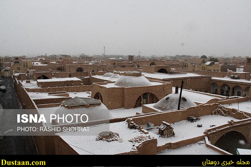 www.dustaan.com-تصاویر: برف پاییزی کویر را هم سفید پوش کرد