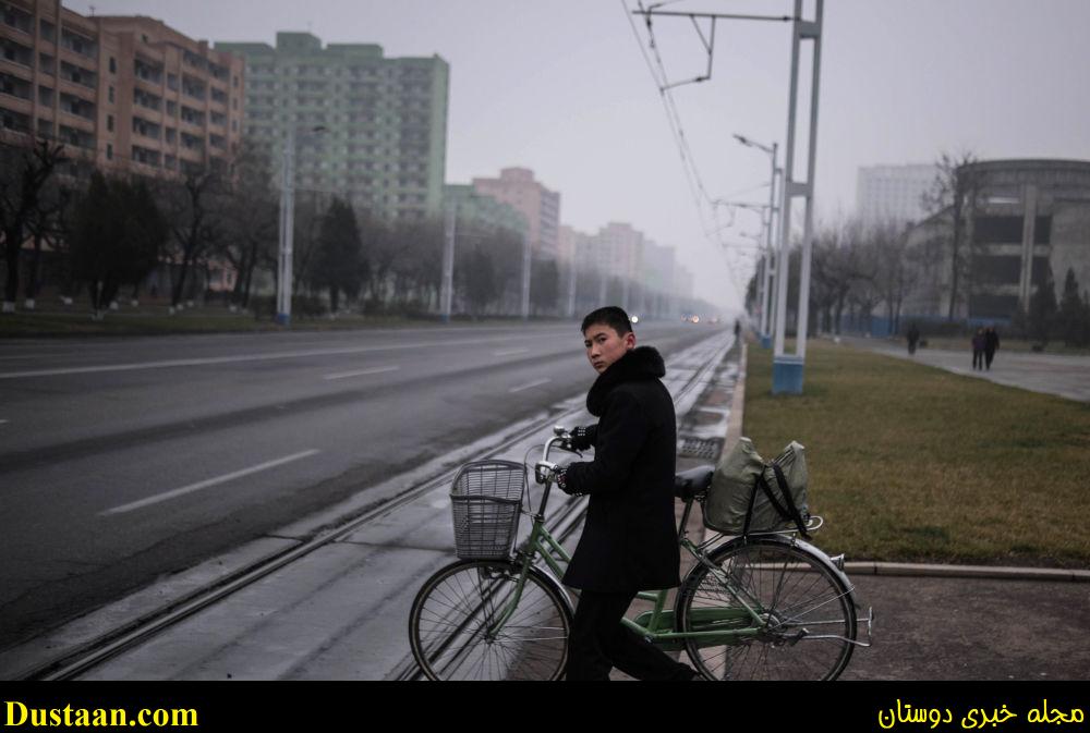 دوچرخه سوار در خیابان پیونگ یانگ