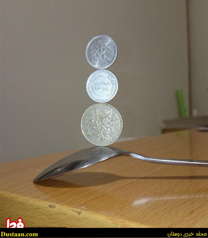 مهارت باورنکردنی هنرمند ژاپنی در چیدن سکه‌ها روی هم