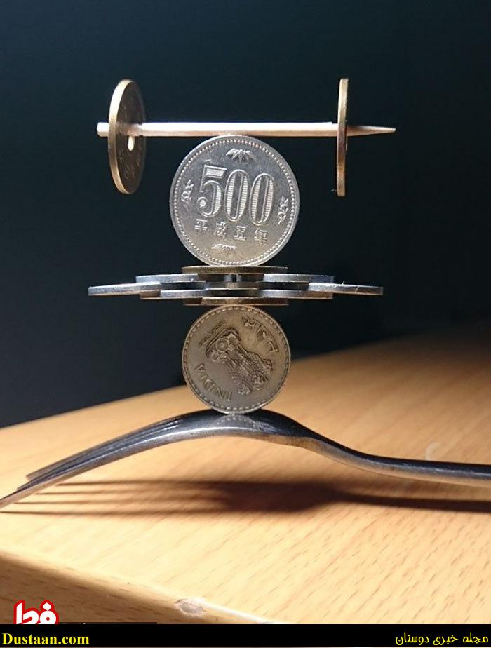 مهارت باورنکردنی هنرمند ژاپنی در چیدن سکه‌ها روی هم