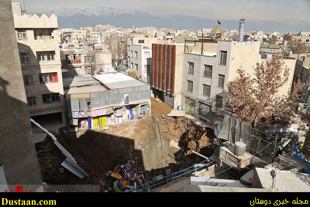 www.dustaan.com-تصاویری از ریزش زمین در خیابان مولوی تهران