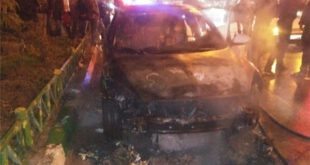 آتش‌سوزی ماشین یک خواننده در اتوبان حکیم