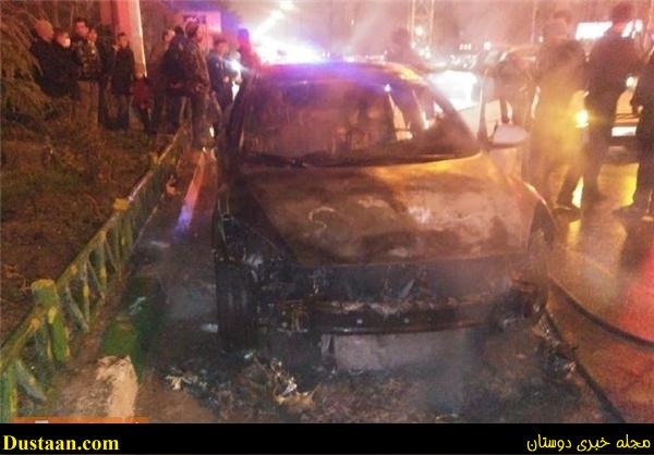 آتش‌سوزی ماشین یک خواننده در اتوبان حکیم 
