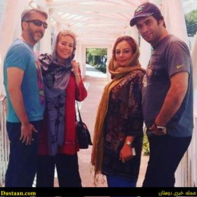 منوچهر هادی در کنار همسرش یکتا ناصر و خواهر زن و باجناقش