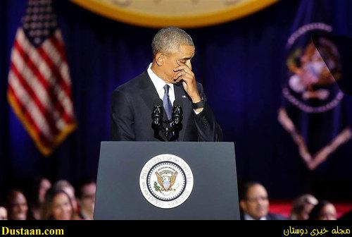 گریستن اوباما به هنگام سخنرانی