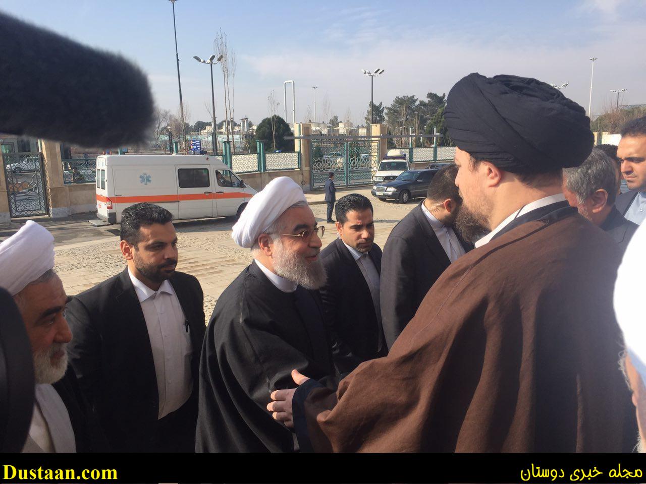 www.dustaan.com-تصاویر: استقبال سیدحسن خمینی از حسن روحانی در حرم امام (ره)