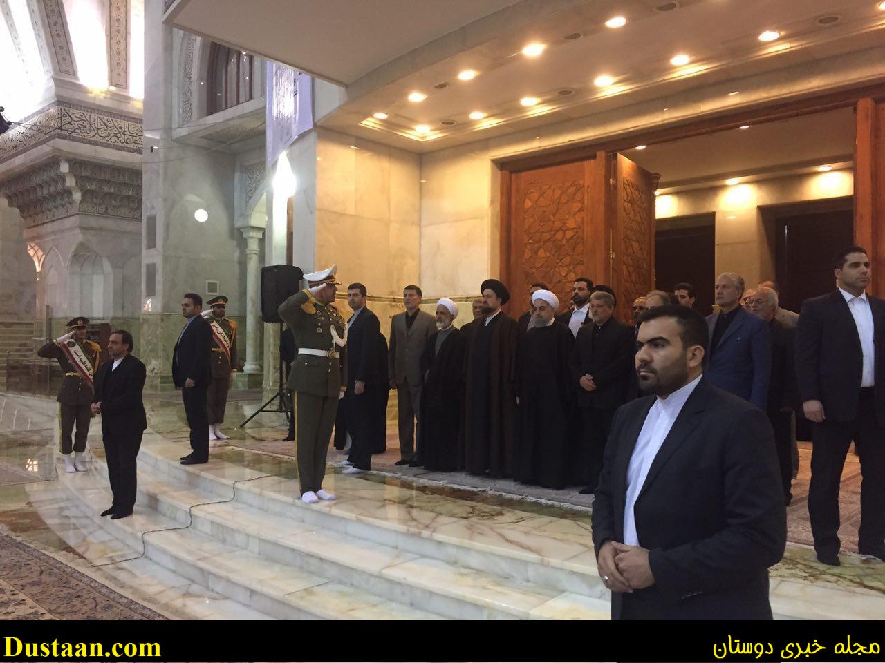 www.dustaan.com-تصاویر: استقبال سیدحسن خمینی از حسن روحانی در حرم امام (ره)