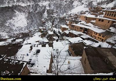 www.dustaan.com-تصاویر: بارش برف ماسوله را سفیدپوش کرد