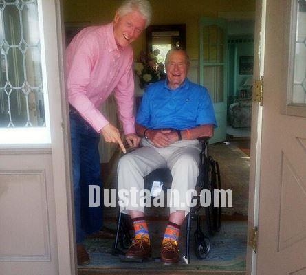 عیادت کلینتون از بوش پدر با دو جفت جوراب+ عکس