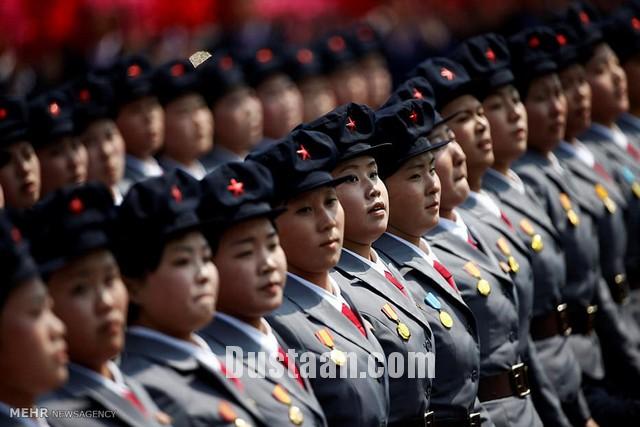 رژه زنان ارتش کره شمالی در روز خورشید/عکس 