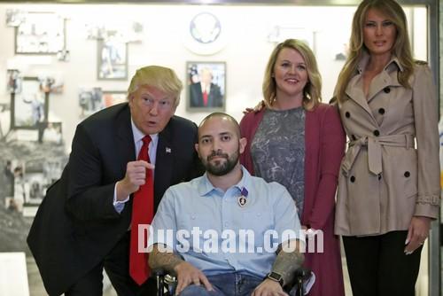 ترامپ و همسرش در مراسم تجلیل از یک سرباز آمریکایی/عکس 