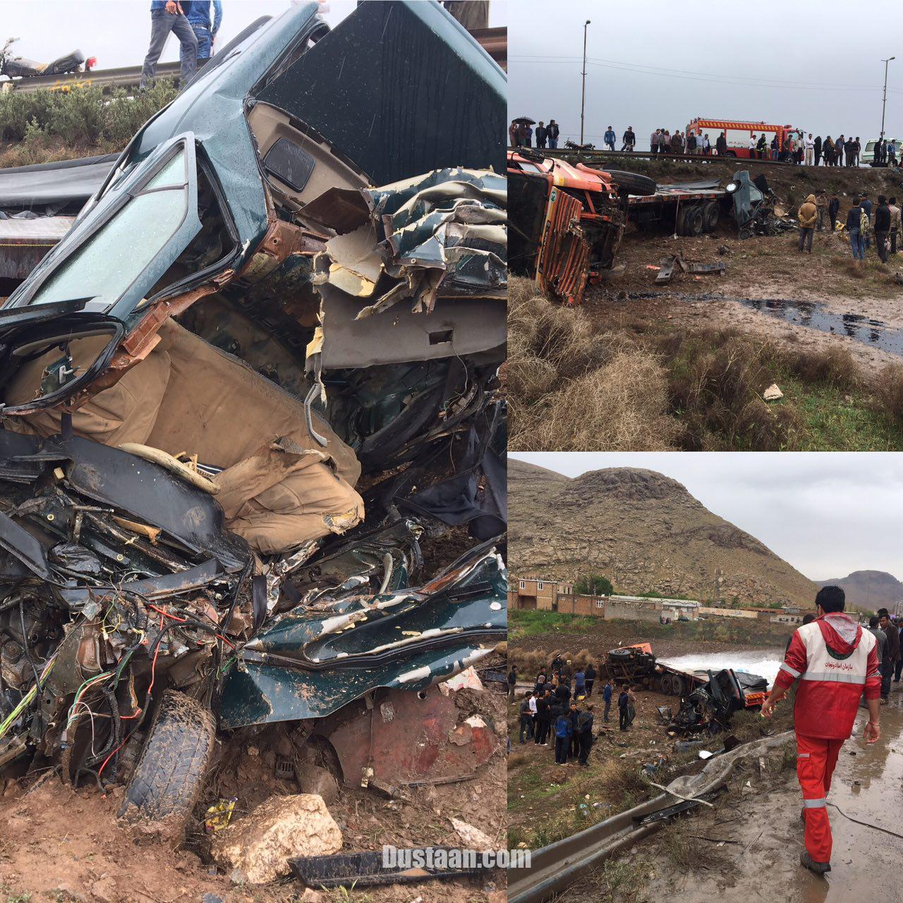 تصادف پژو آردی و کامیون