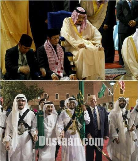 نماز نشسته و رقص ایستاده پادشاه عربستان 
