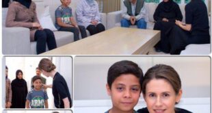 عکس های جدید همسر اسد در دیدار با خانواده شهدا