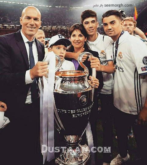 همسر و فرزندان زین الدین زیدان در جشن قهرمانی رئال مادرید
