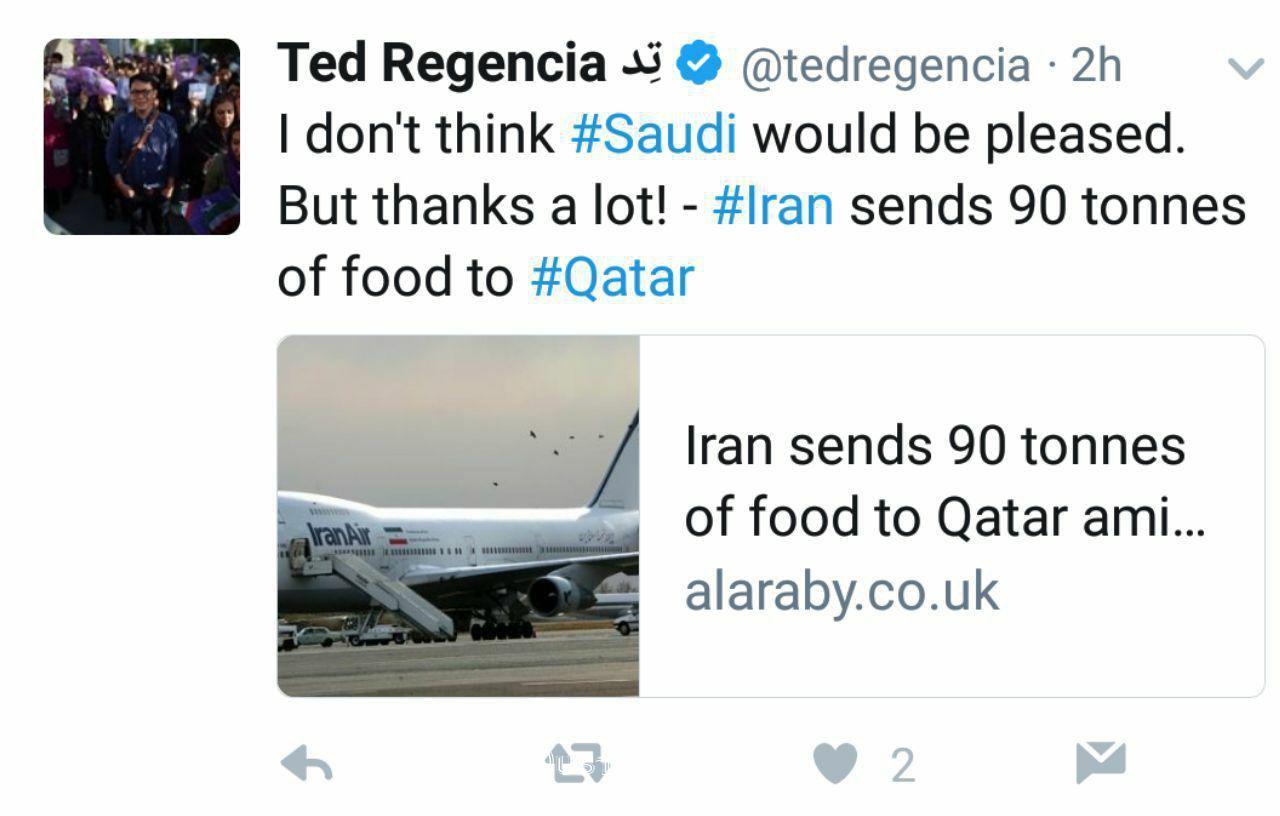 واکنش خبرنگار الجزیره به ارسال مواد غذایی از ایران به قطر/عکس