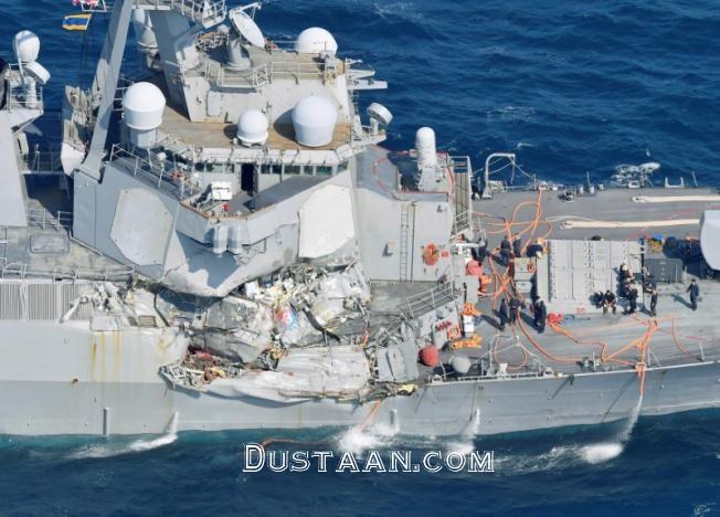 www.dustaan.com-تصاویر: برخورد ناوشکن آمریکایی با کشتی تجاری فیلیپین