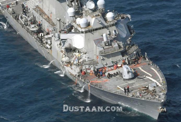 www.dustaan.com-تصاویر: برخورد ناوشکن آمریکایی با کشتی تجاری فیلیپین