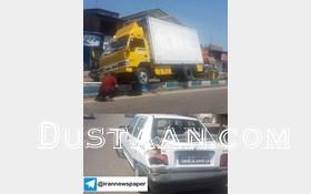 پرواز کامیون پس از کوبیدن به پراید