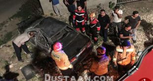 دو کشته و مصدوم در واژگونی خودروی سمند در جاده ساری نکا + تصاویر
