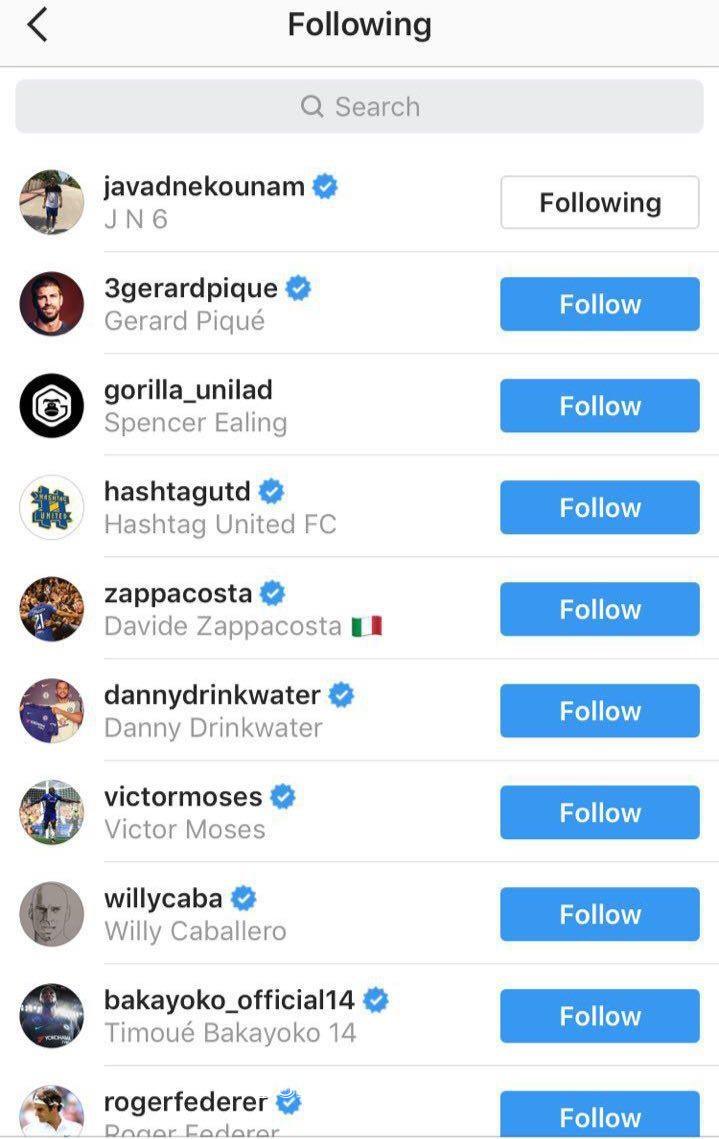 مدافع چلسی، نکونام را فالو کرد!