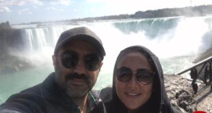 تیپ محسن تنابنده و همسرش در کنار آبشار نیاگارا