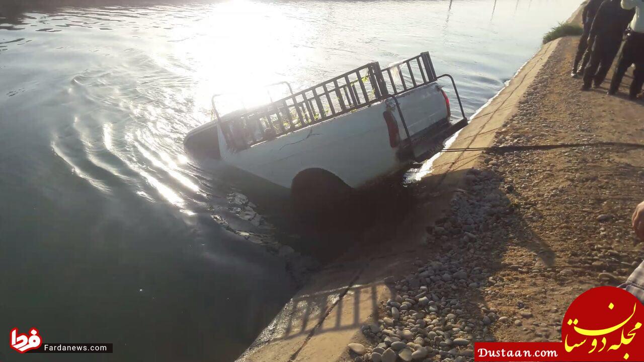 سقوط مرگبار وانت پیکان به درون کانال آب دزفول