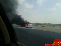 خودرو گشت پلیس راه در آتش سوخت