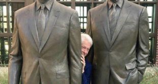 عکس /پنهان شدن بیل کلینتون در بین بوش پدر و پسر