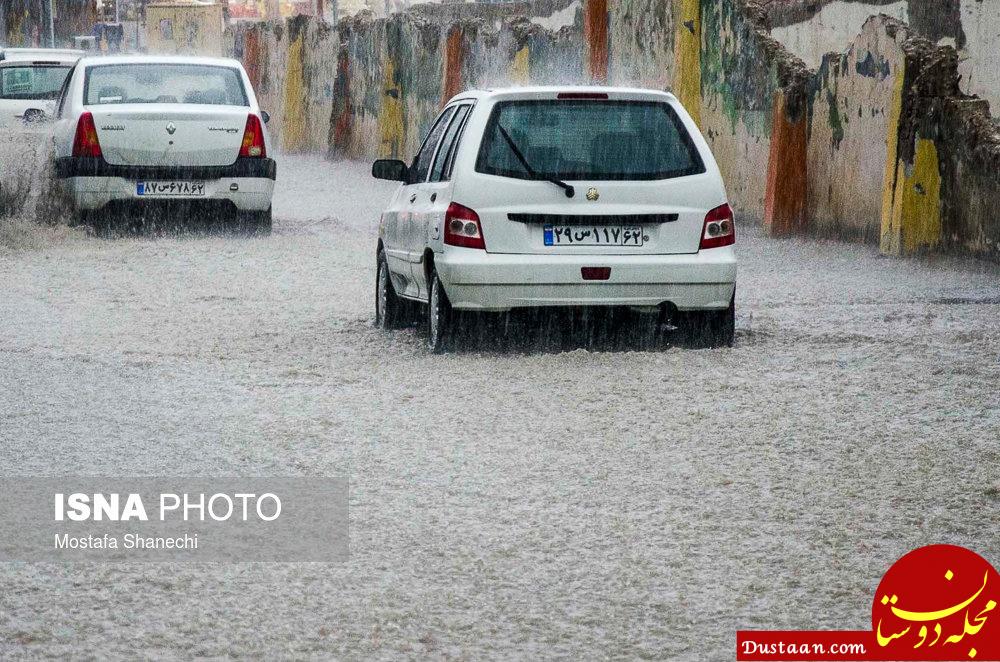 www.dustaan.com-آب‌گرفتگی خیابان‌های ساری بعد از بارش شدید باران +تصاویر
