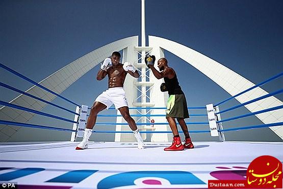 تمرین بوکس بر بام برج العرب دبی+تصاویر