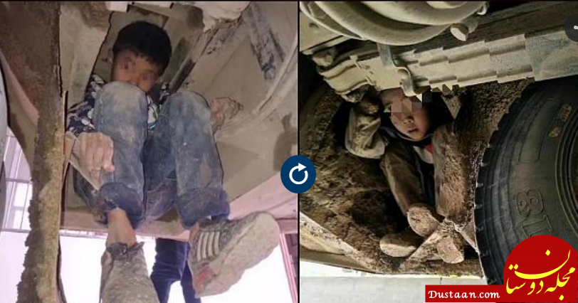 سفر خطرناک ۲پسربچه زیر اتوبوس