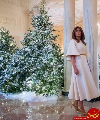 لباس کریسمس همسر ترامپ سوژه رسانه‌ها شد/عکس 