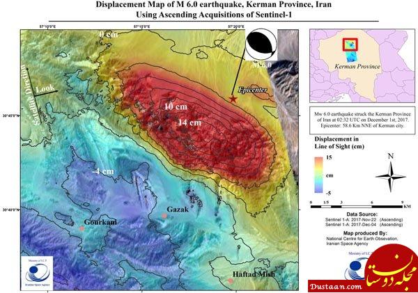 جابه‌جایی پوسته زمین پس از زلزله کرمان