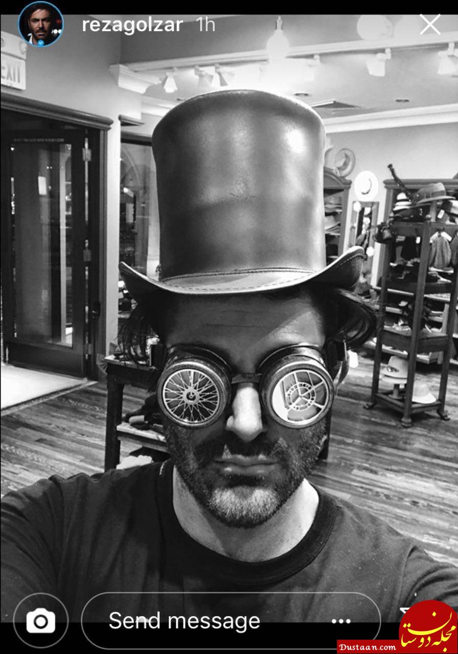 محمدرضا گلزار با کلاه و عینکی عجیب!