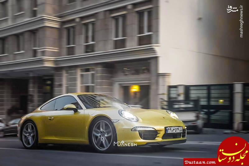 پورشه طلایی در خیابان های تهران