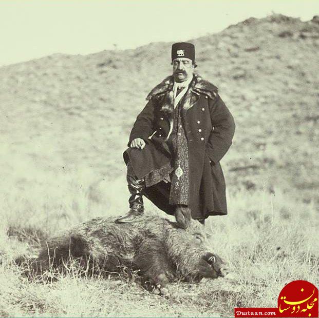ژست ناصرالدین شاه پس از شکار گراز