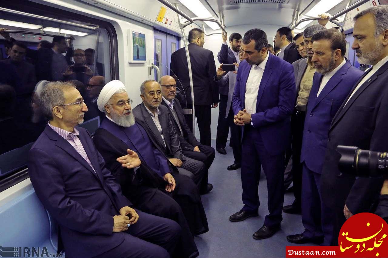www.dustaan.com-مترو سواری رئیس‌ جمهور در مشهد +تصاویر