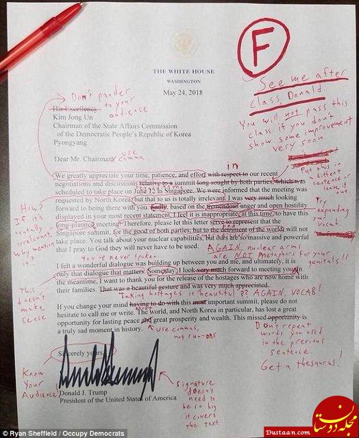 نامه دونالد ترامپ به اون چند غلط املایی دارد؟ 