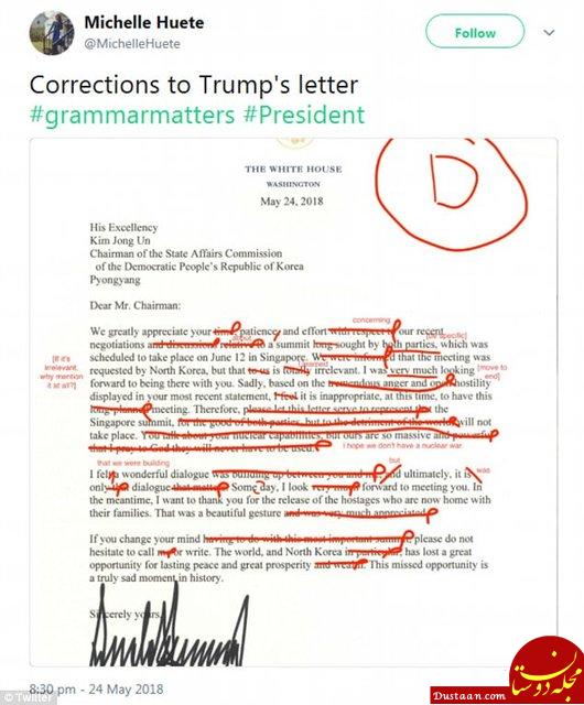 نامه دونالد ترامپ به اون چند غلط املایی دارد؟ 